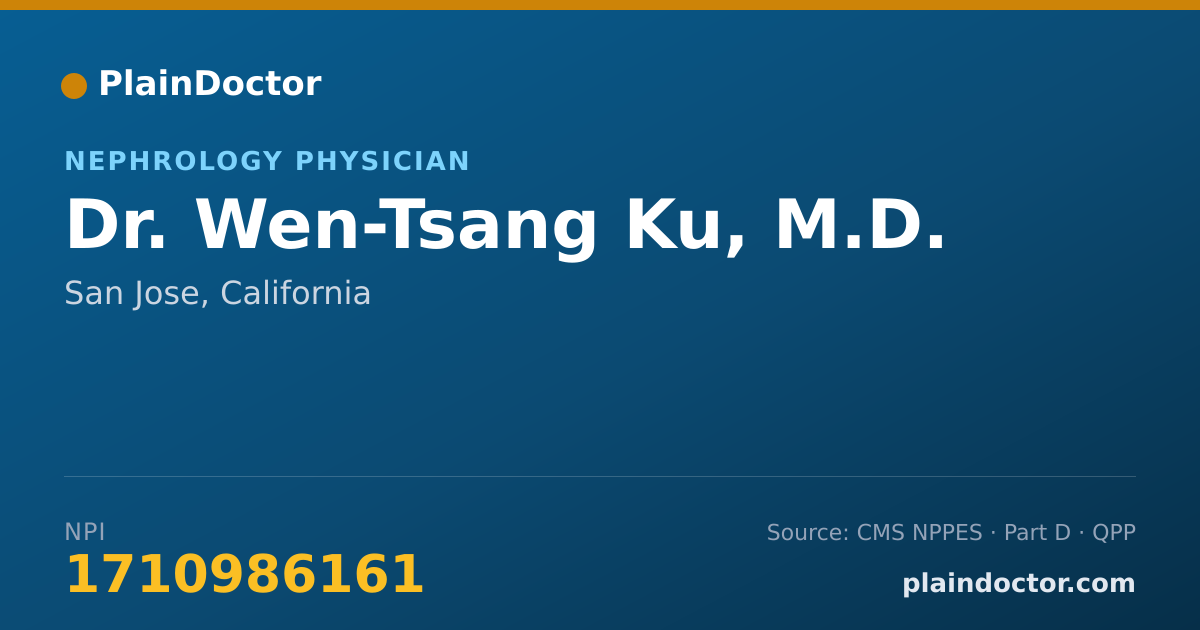 Shareable card for Wen-Tsang Ku, M.D. - Nephrology Physician, San Jose, CA