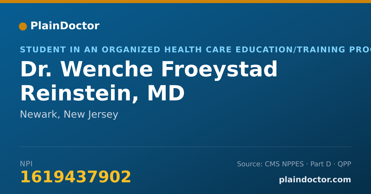 Shareable card for Wenche Froeystad Reinstein, MD - Student in an Organized Health Care Education/Training Program, Newark, NJ