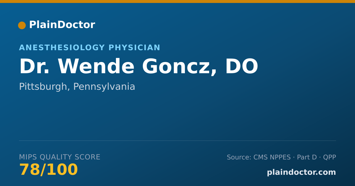 Shareable card for Wende Goncz, DO - Anesthesiology Physician, Pittsburgh, PA