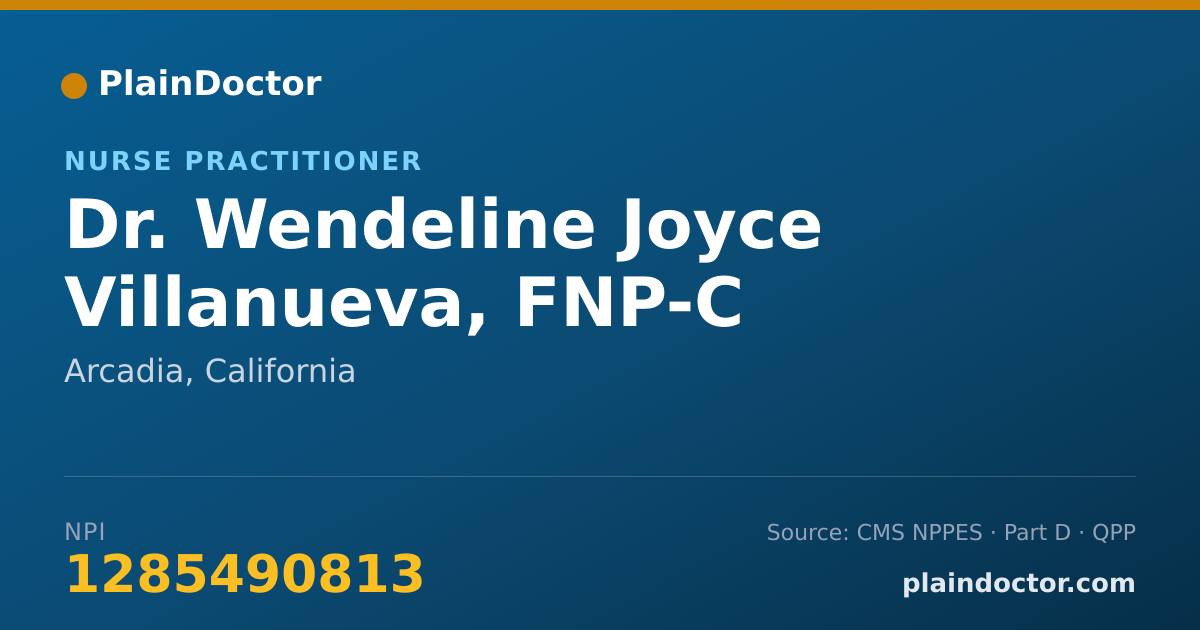 Shareable card for Wendeline Joyce Villanueva, FNP-C - Nurse Practitioner, Arcadia, CA