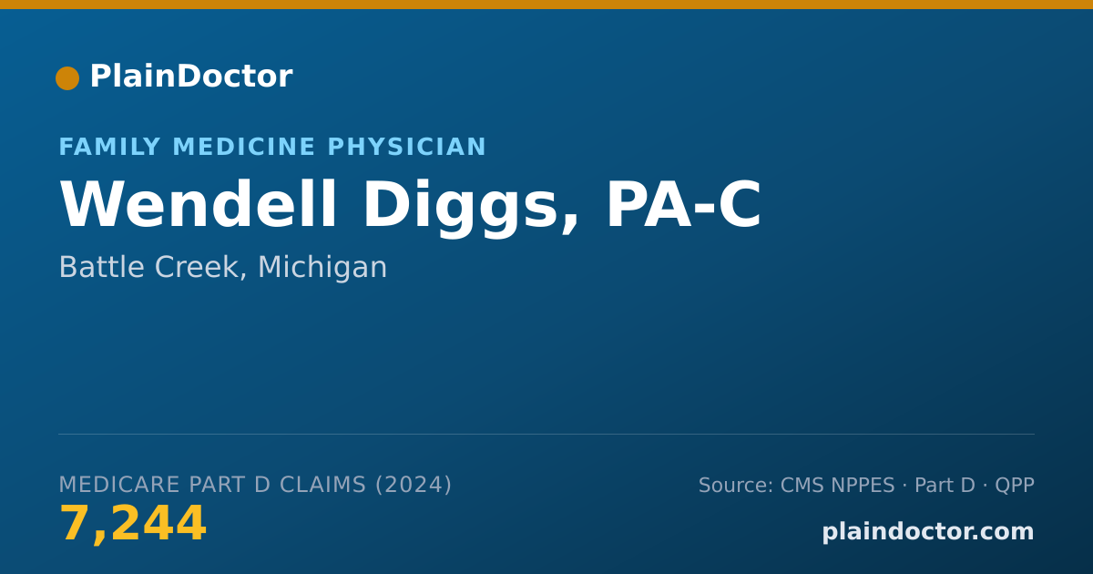 Shareable card for Wendell Diggs, PA-C - Family Medicine Physician, Battle Creek, MI