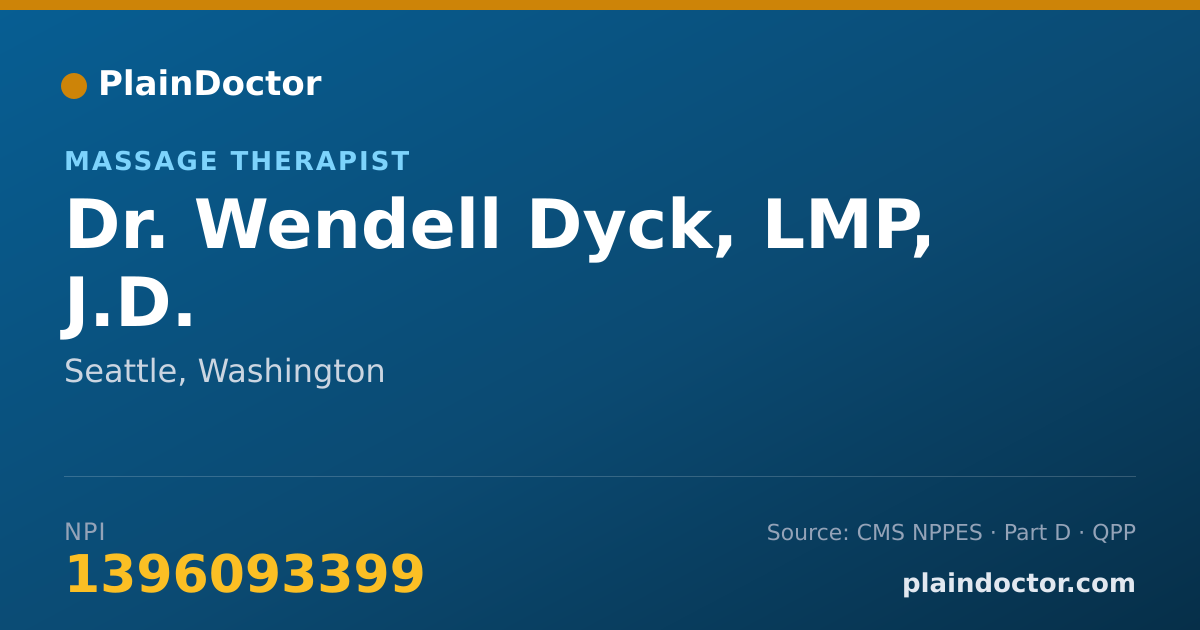 Shareable card for Wendell Dyck, LMP, J.D. - Massage Therapist, Seattle, WA