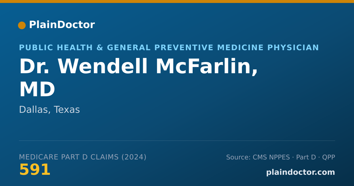 Shareable card for Wendell McFarlin, MD - Public Health & General Preventive Medicine Physician, Dallas, TX