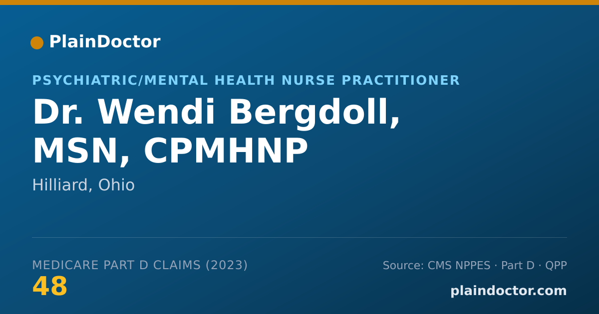 Shareable card for Wendi Bergdoll, MSN, CPMHNP - Psychiatric/Mental Health Nurse Practitioner, Hilliard, OH