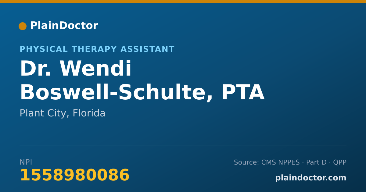Shareable card for Wendi Boswell-Schulte, PTA - Physical Therapy Assistant, Plant City, FL