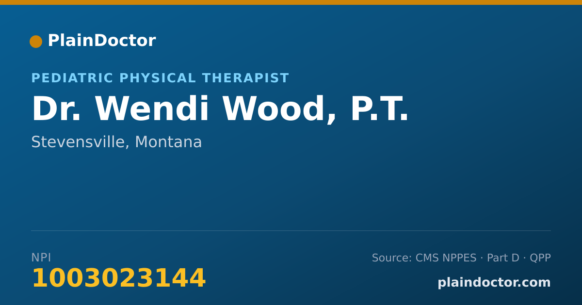 Shareable card for Wendi Wood, P.T. - Pediatric Physical Therapist, Stevensville, MT
