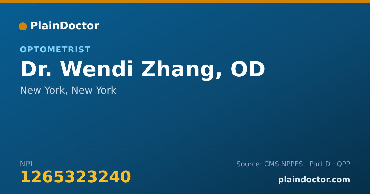 Shareable card for Wendi Zhang, OD - Optometrist, New York, NY