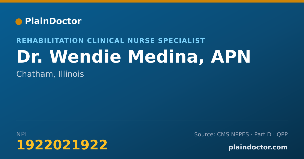 Shareable card for Wendie Medina, APN - Rehabilitation Clinical Nurse Specialist, Chatham, IL