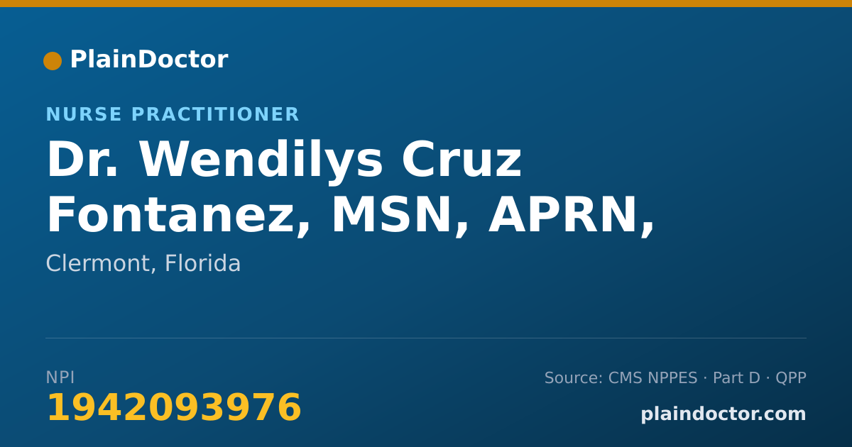 Shareable card for Wendilys Cruz Fontanez, MSN, APRN, FNP-C - Nurse Practitioner, Clermont, FL