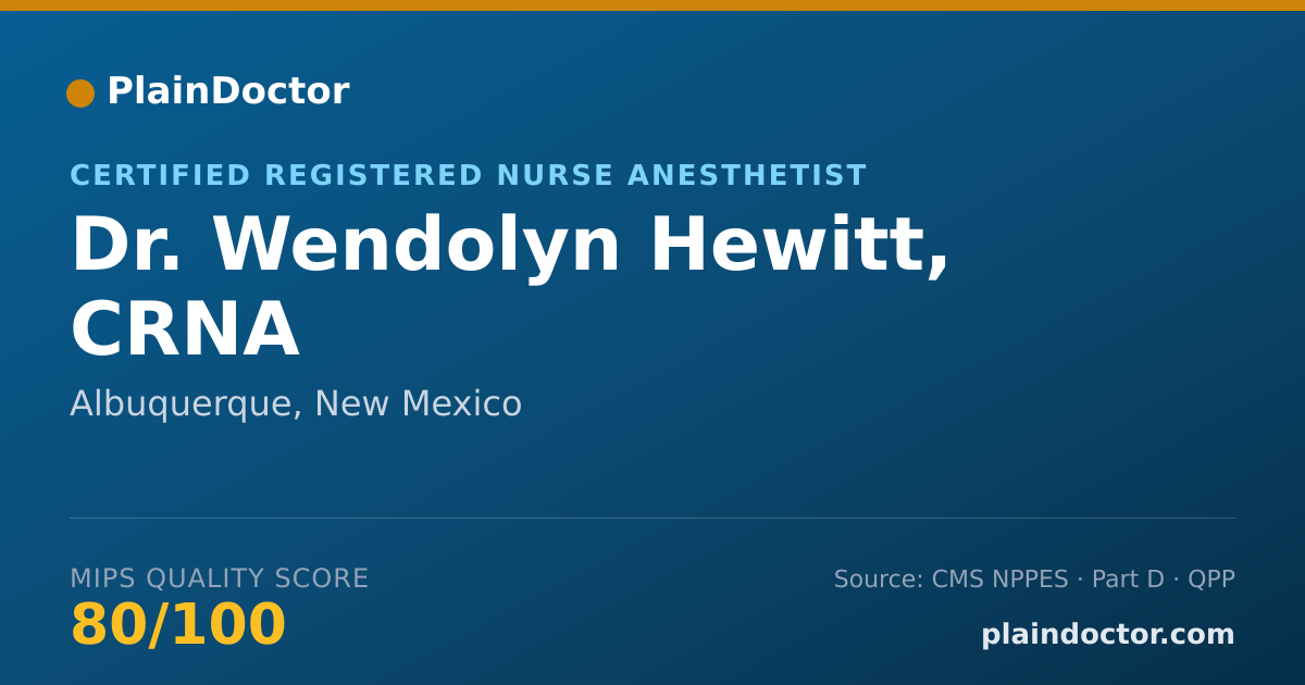 Shareable card for Wendolyn Hewitt, CRNA - Certified Registered Nurse Anesthetist, Albuquerque, NM