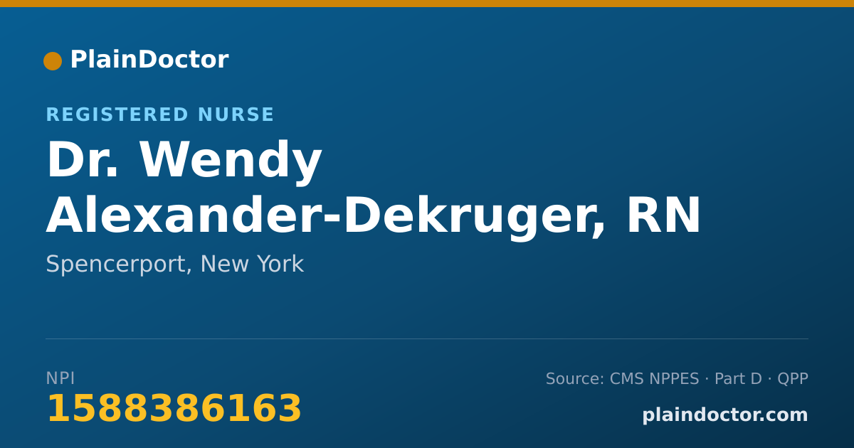 Shareable card for Wendy Alexander-Dekruger, RN - Registered Nurse, Spencerport, NY
