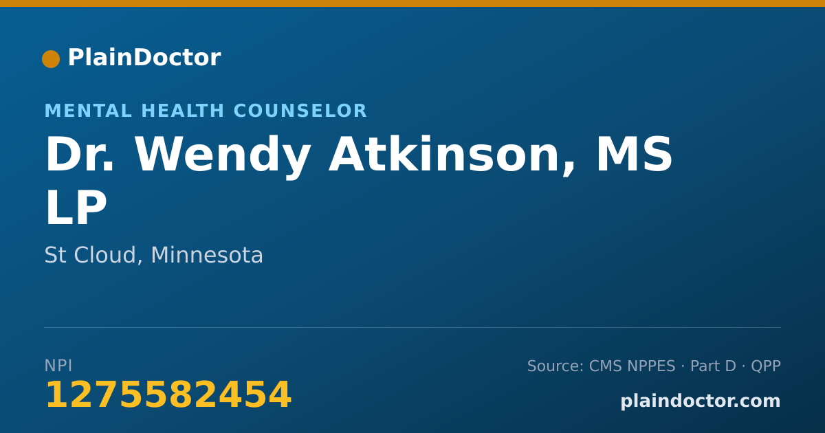 Shareable card for Wendy Atkinson, MS LP - Mental Health Counselor, St Cloud, MN