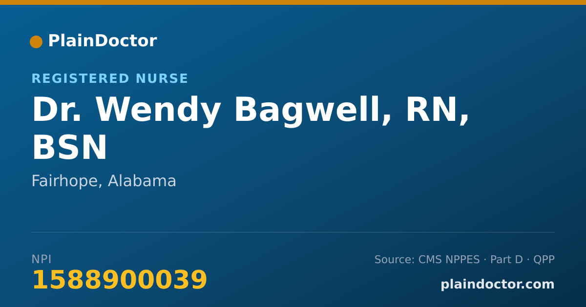 Shareable card for Wendy Bagwell, RN, BSN - Registered Nurse, Fairhope, AL