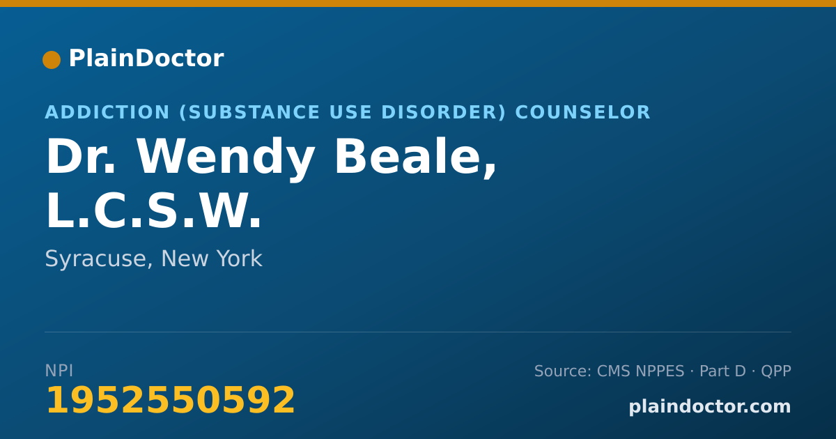 Shareable card for Wendy Beale, L.C.S.W. - Addiction (Substance Use Disorder) Counselor, Syracuse, NY