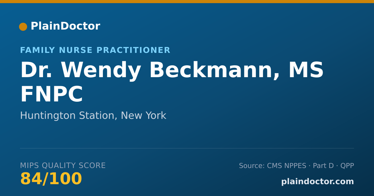 Shareable card for Wendy Beckmann, MS FNPC - Family Nurse Practitioner, Huntington Station, NY