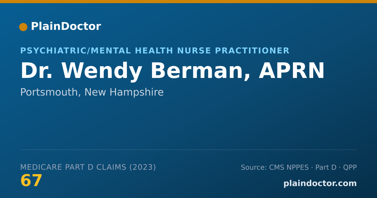 Shareable card for Wendy Berman, APRN - Psychiatric/Mental Health Nurse Practitioner, Portsmouth, NH
