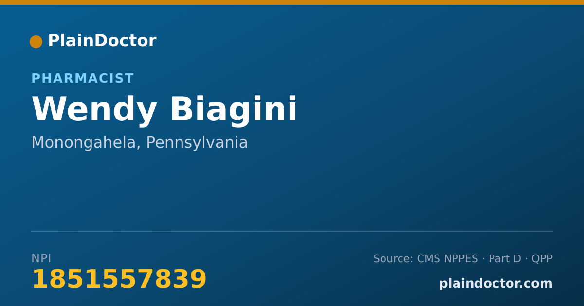 Shareable card for Wendy Biagini - Pharmacist, Monongahela, PA