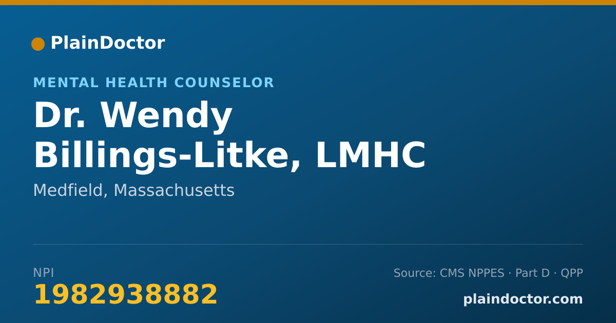 Shareable card for Wendy Billings-Litke, LMHC - Mental Health Counselor, Medfield, MA