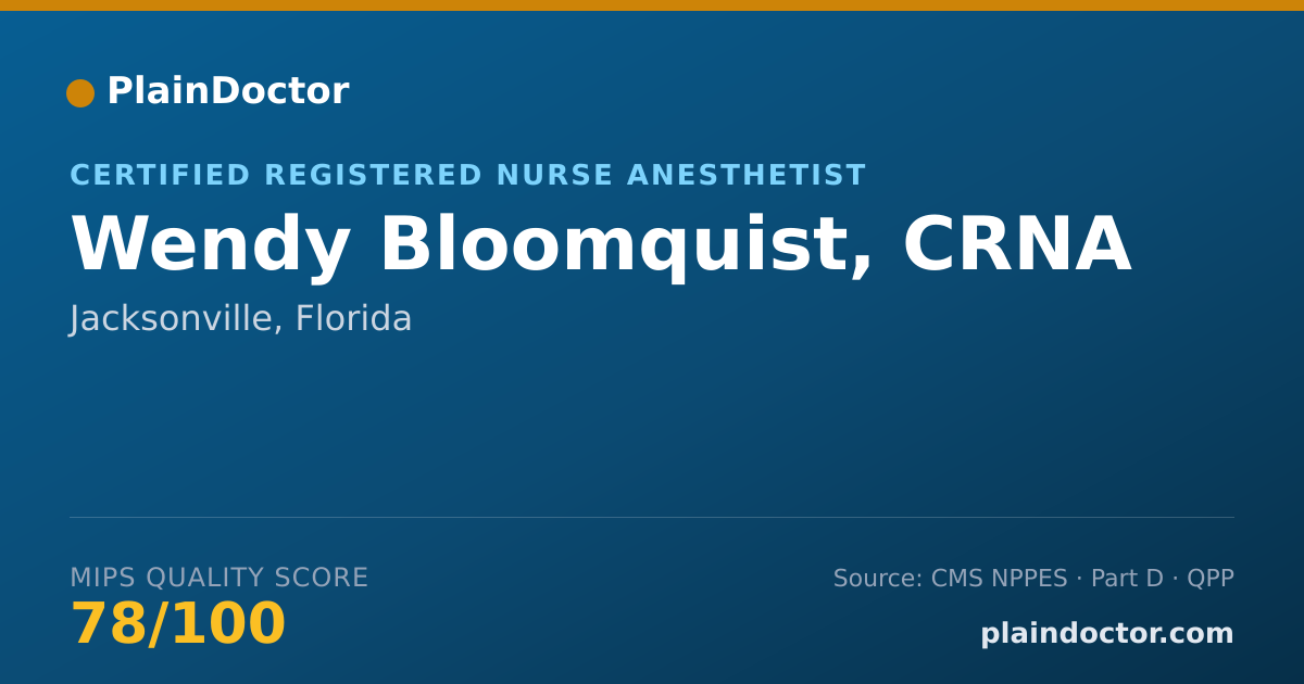 Shareable card for Wendy Bloomquist, CRNA - Certified Registered Nurse Anesthetist, Jacksonville, FL