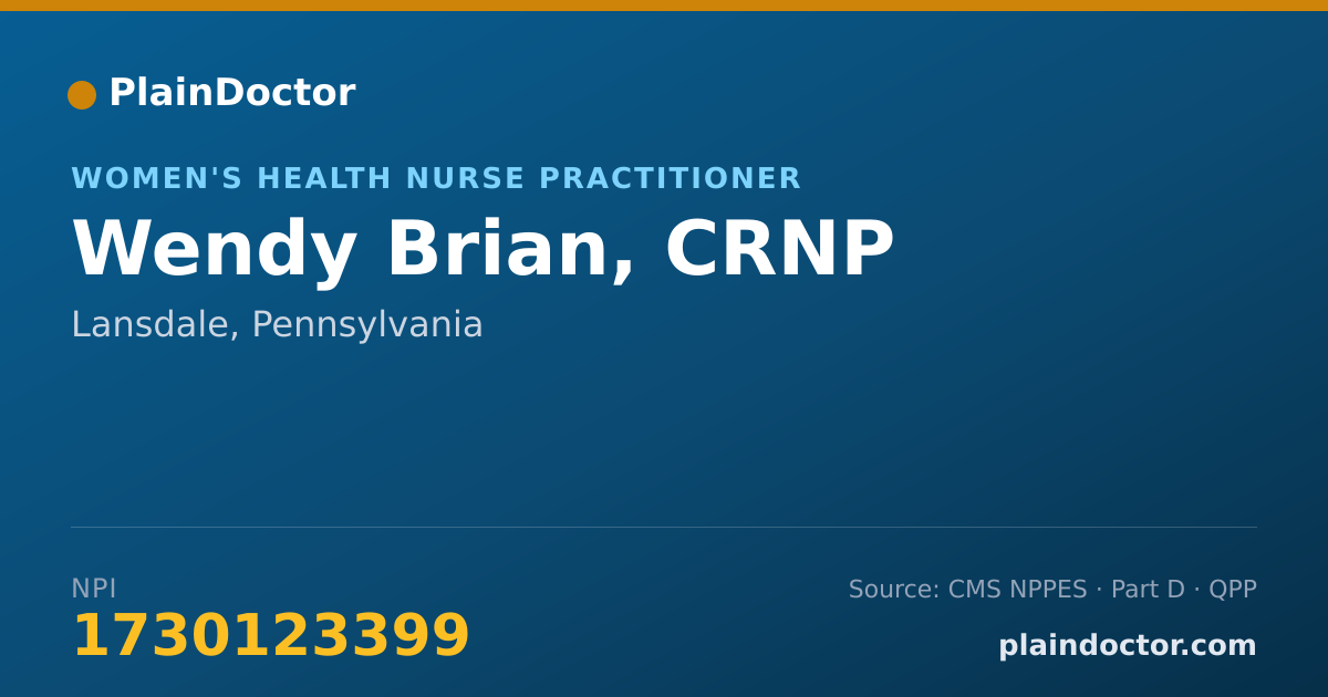 Shareable card for Wendy Brian, CRNP - Women's Health Nurse Practitioner, Lansdale, PA