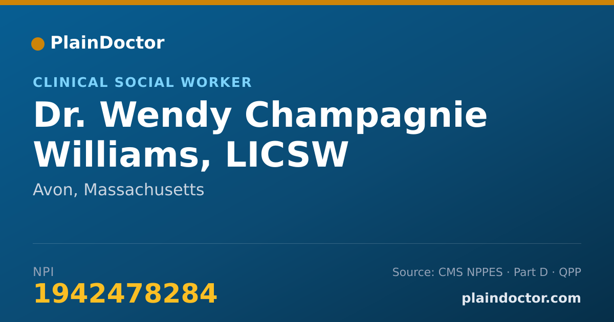 Shareable card for Wendy Champagnie Williams, LICSW - Clinical Social Worker, Avon, MA