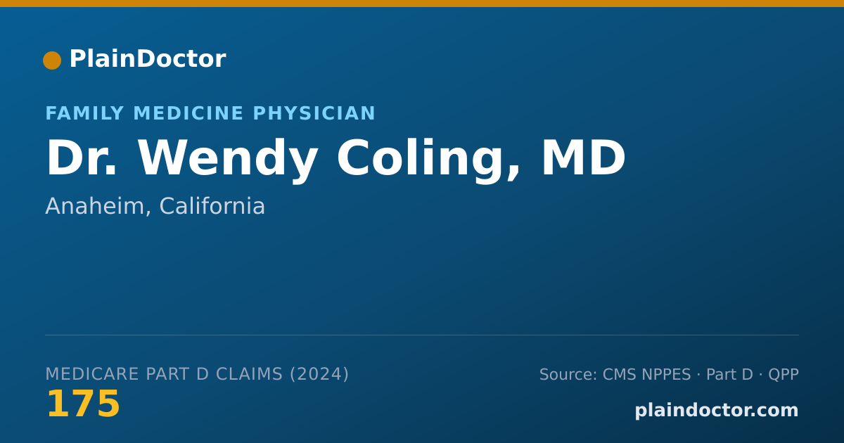 Shareable card for Wendy Coling, MD - Family Medicine Physician, Anaheim, CA
