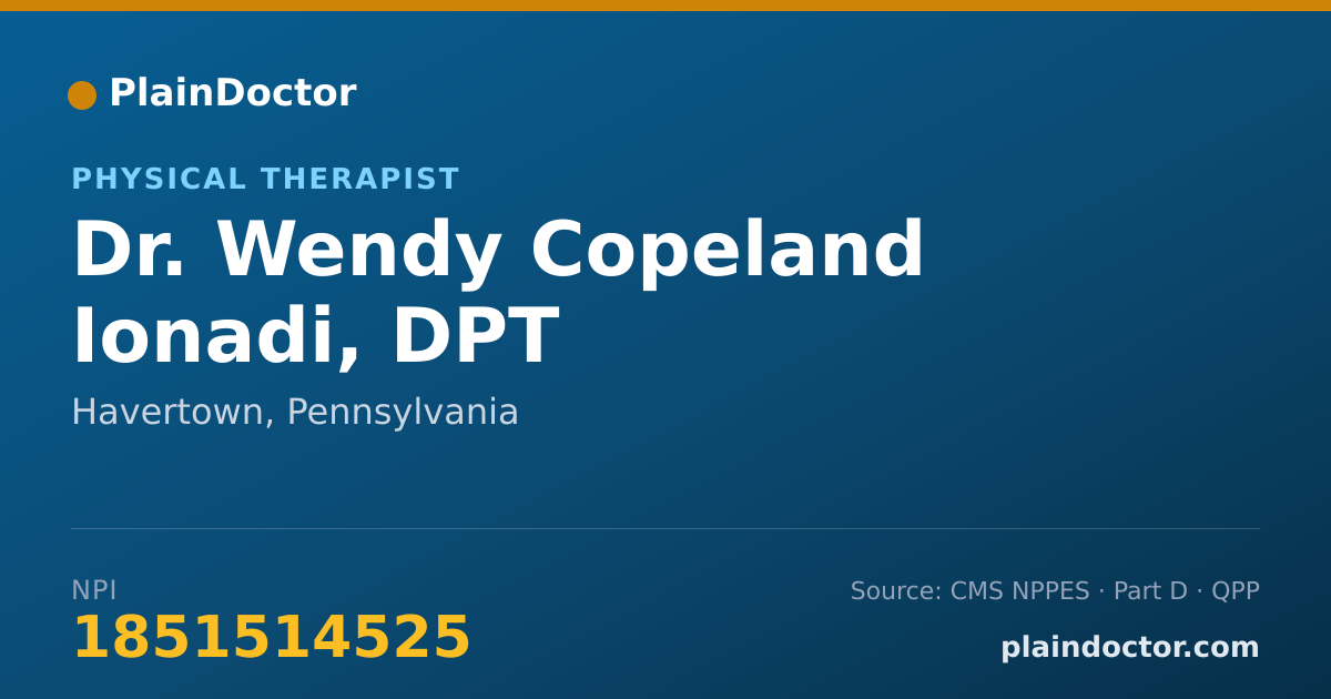 Shareable card for Wendy Copeland Ionadi, DPT - Physical Therapist, Havertown, PA