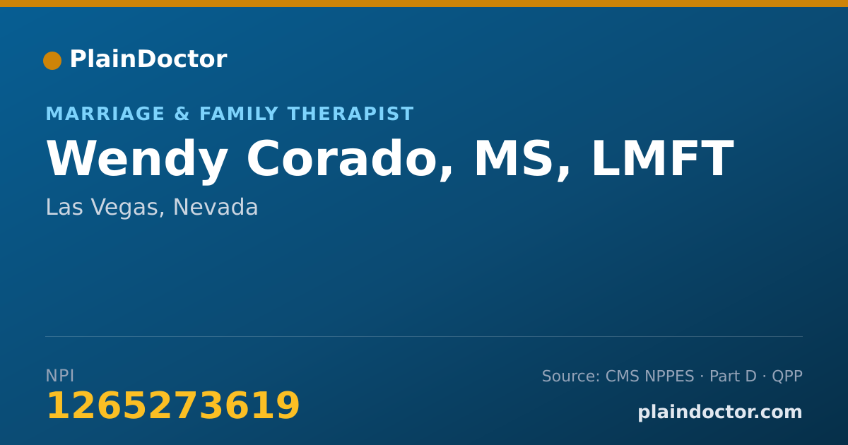Shareable card for Wendy Corado, MS, LMFT - Marriage & Family Therapist, Las Vegas, NV