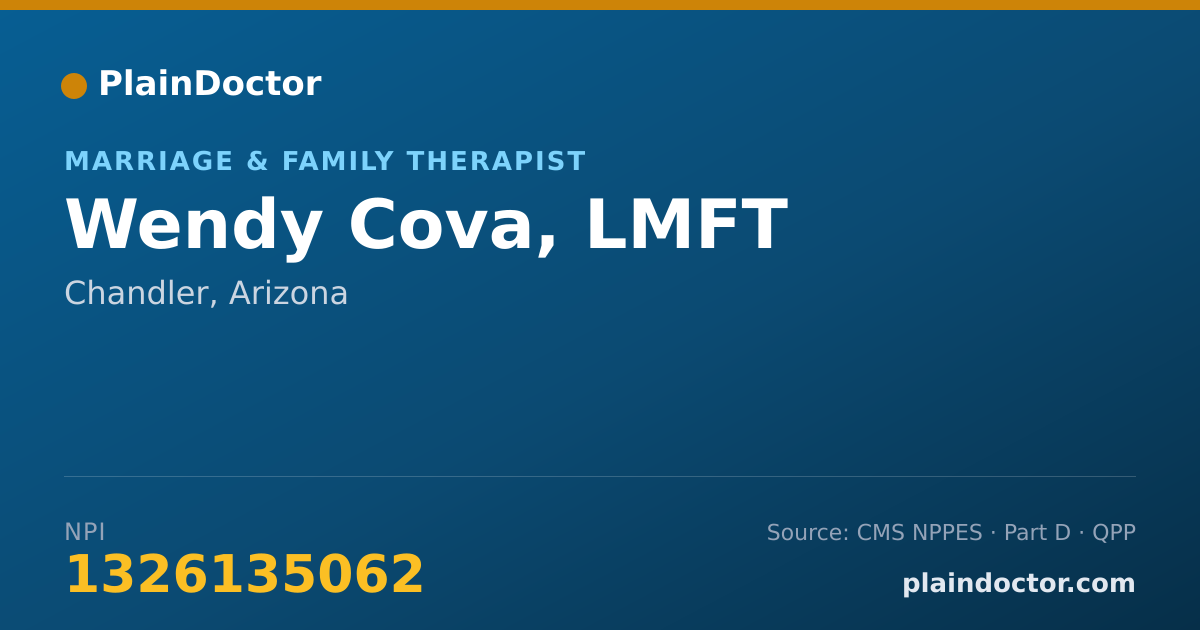Shareable card for Wendy Cova, LMFT - Marriage & Family Therapist, Chandler, AZ