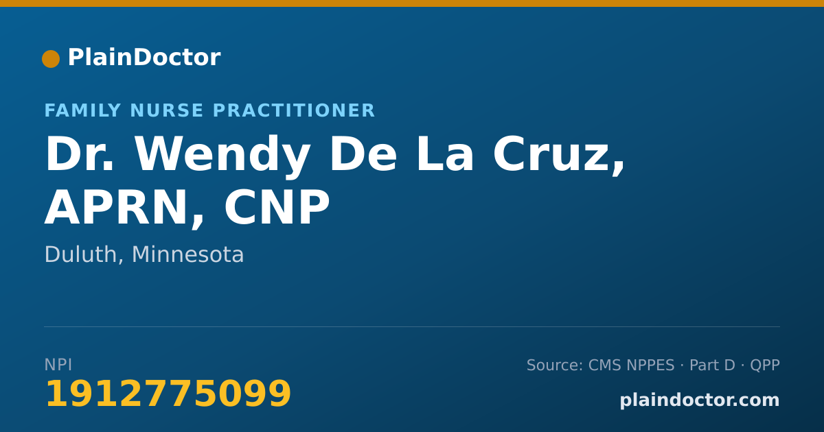 Shareable card for Wendy De La Cruz, APRN, CNP - Family Nurse Practitioner, Duluth, MN