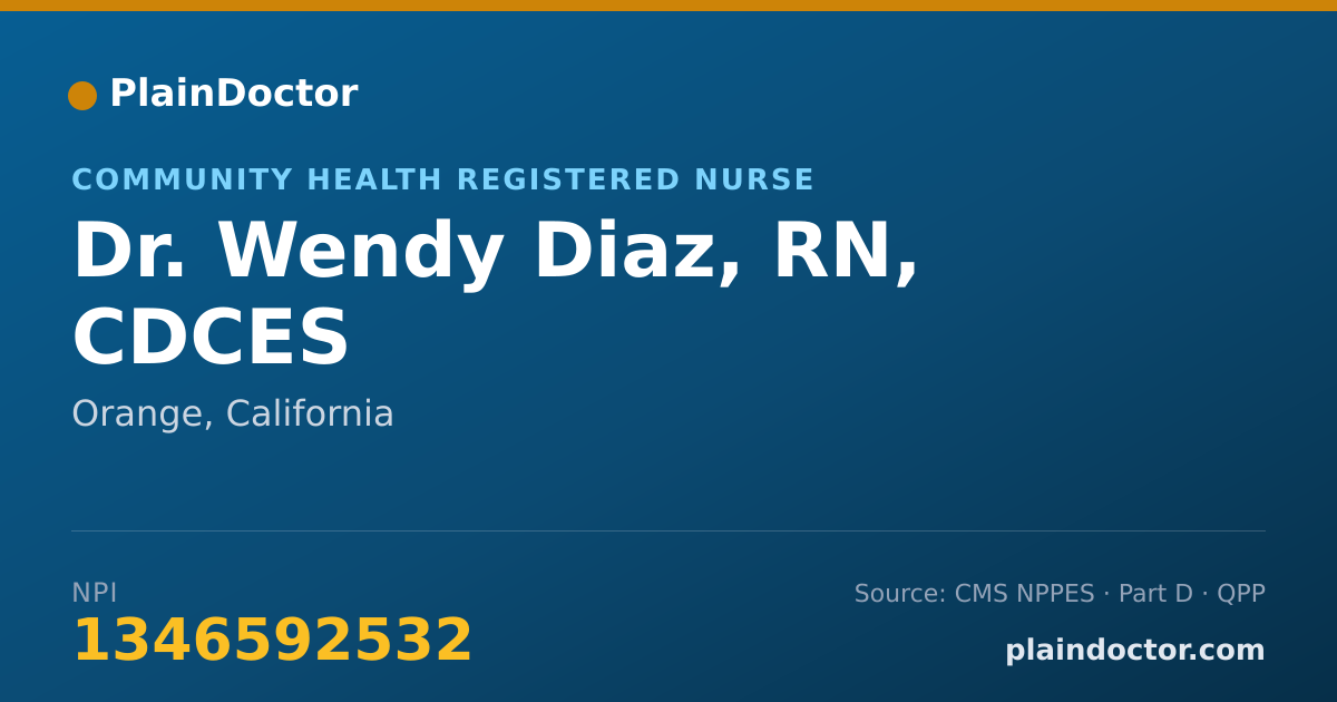Shareable card for Wendy Diaz, RN, CDCES - Community Health Registered Nurse, Orange, CA
