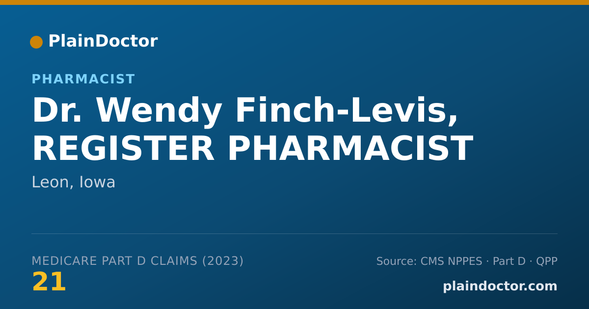 Shareable card for Wendy Finch-Levis, REGISTER PHARMACIST - Pharmacist, Leon, IA