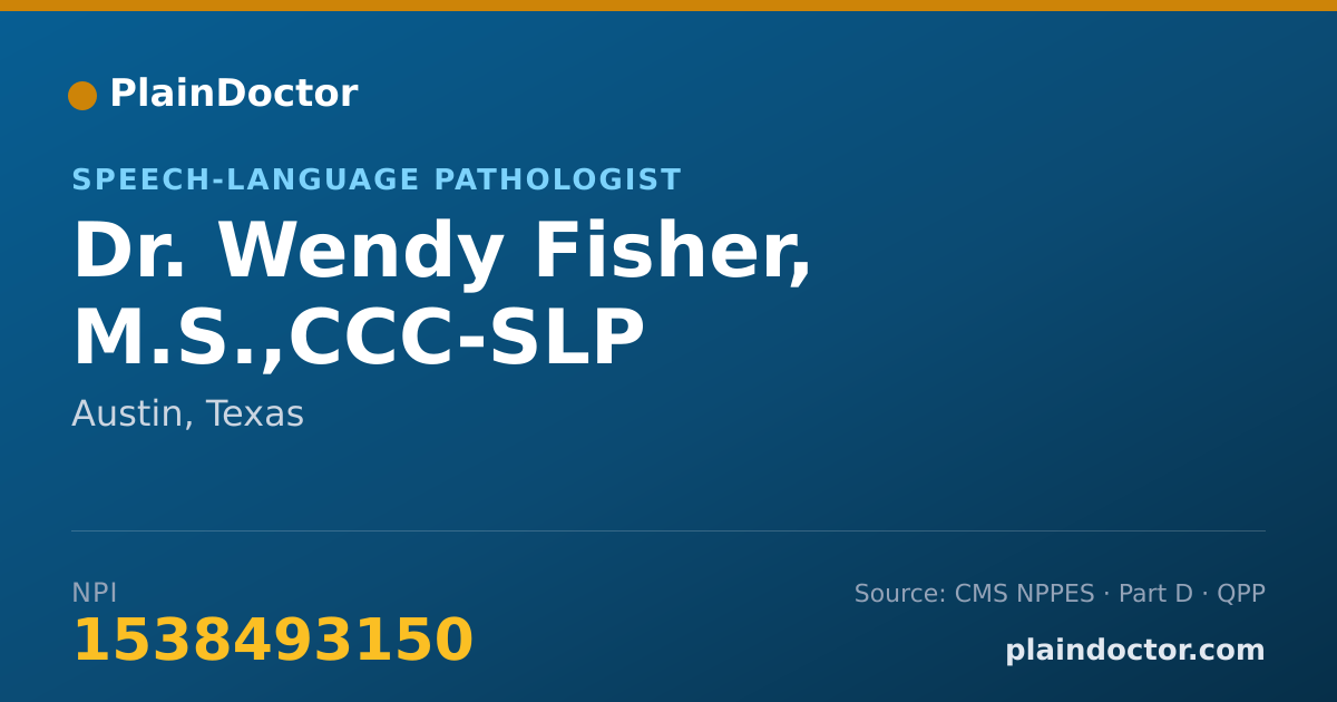 Shareable card for Wendy Fisher, M.S.,CCC-SLP - Speech-Language Pathologist, Austin, TX