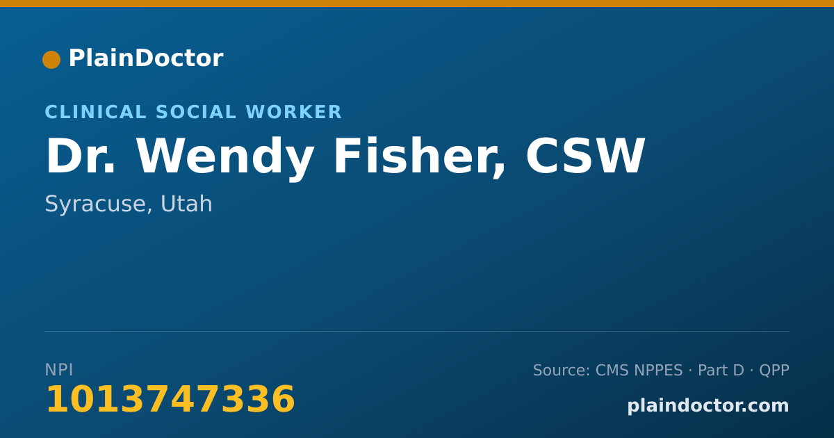 Shareable card for Wendy Fisher, CSW - Clinical Social Worker, Syracuse, UT