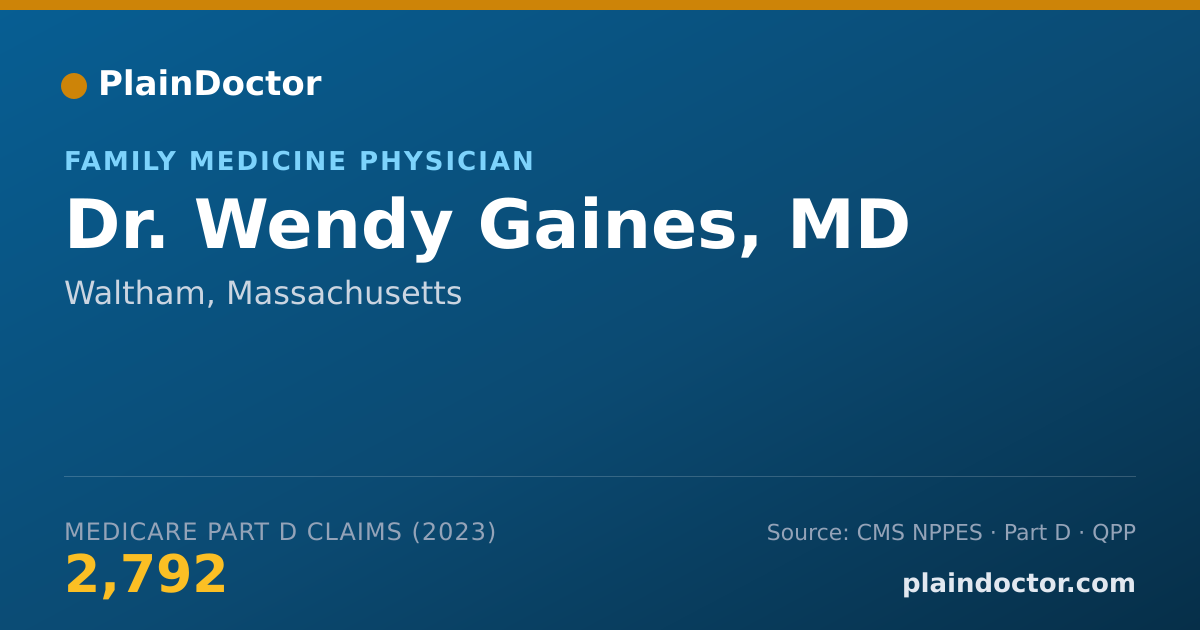 Shareable card for Wendy Gaines, MD - Family Medicine Physician, Waltham, MA