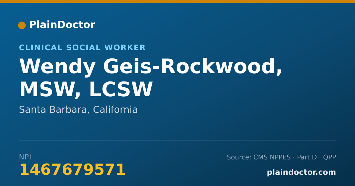 Shareable card for Wendy Geis-Rockwood, MSW, LCSW - Clinical Social Worker, Santa Barbara, CA