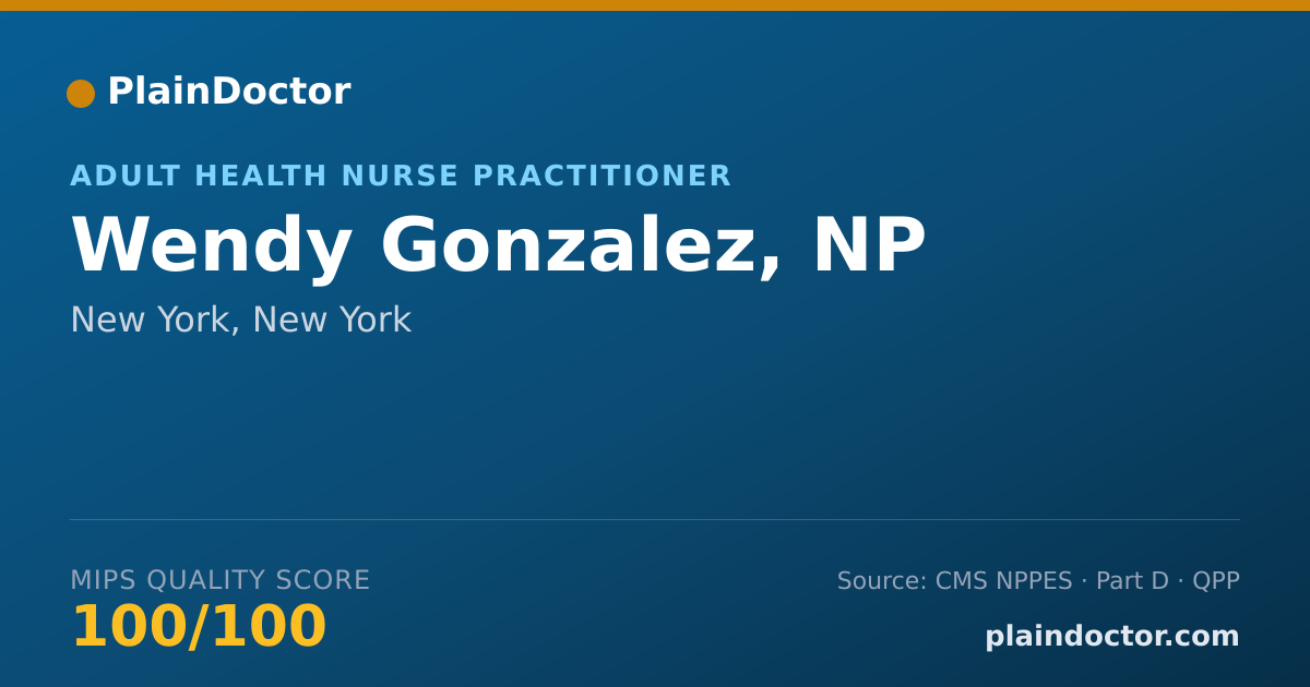 Shareable card for Wendy Gonzalez, NP - Adult Health Nurse Practitioner, New York, NY