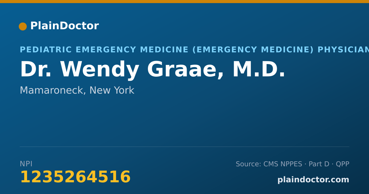 Shareable card for Wendy Graae, M.D. - Pediatric Emergency Medicine (Emergency Medicine) Physician, Mamaroneck, NY