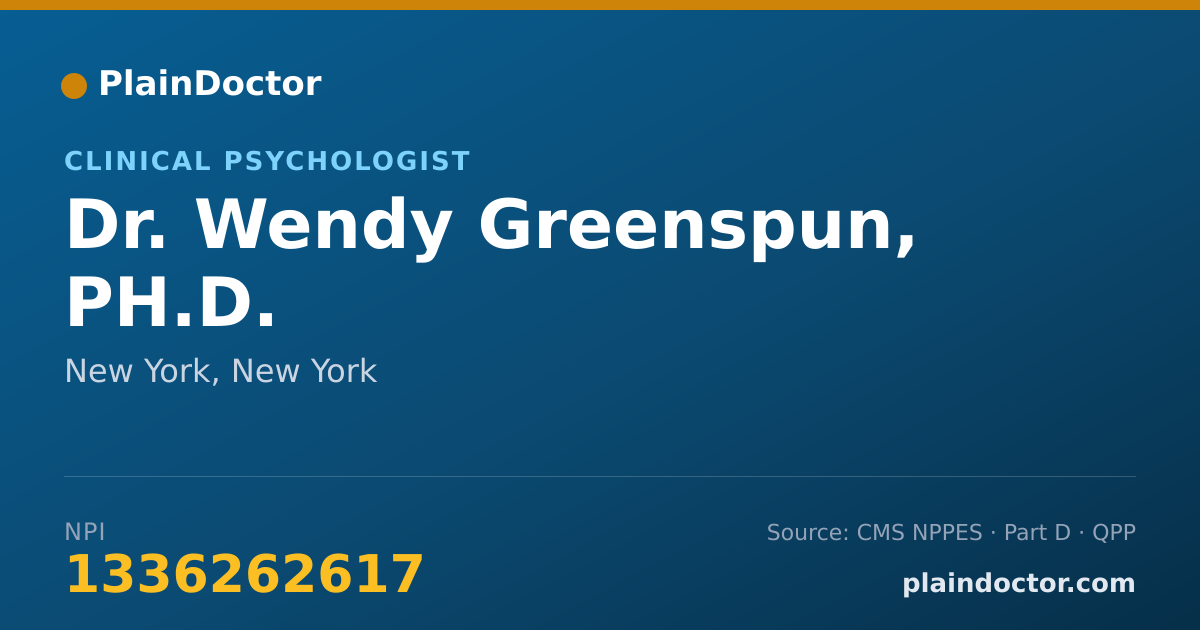 Shareable card for Wendy Greenspun, PH.D. - Clinical Psychologist, New York, NY