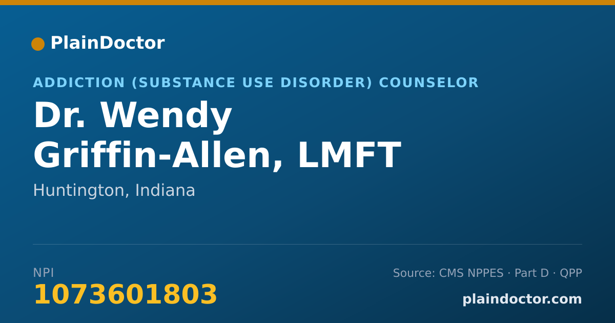 Shareable card for Wendy Griffin-Allen, LMFT - Addiction (Substance Use Disorder) Counselor, Huntington, IN