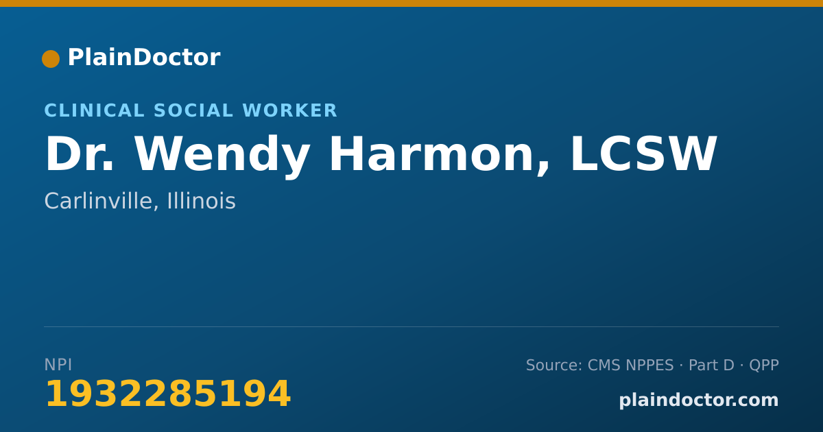 Shareable card for Wendy Harmon, LCSW - Clinical Social Worker, Carlinville, IL