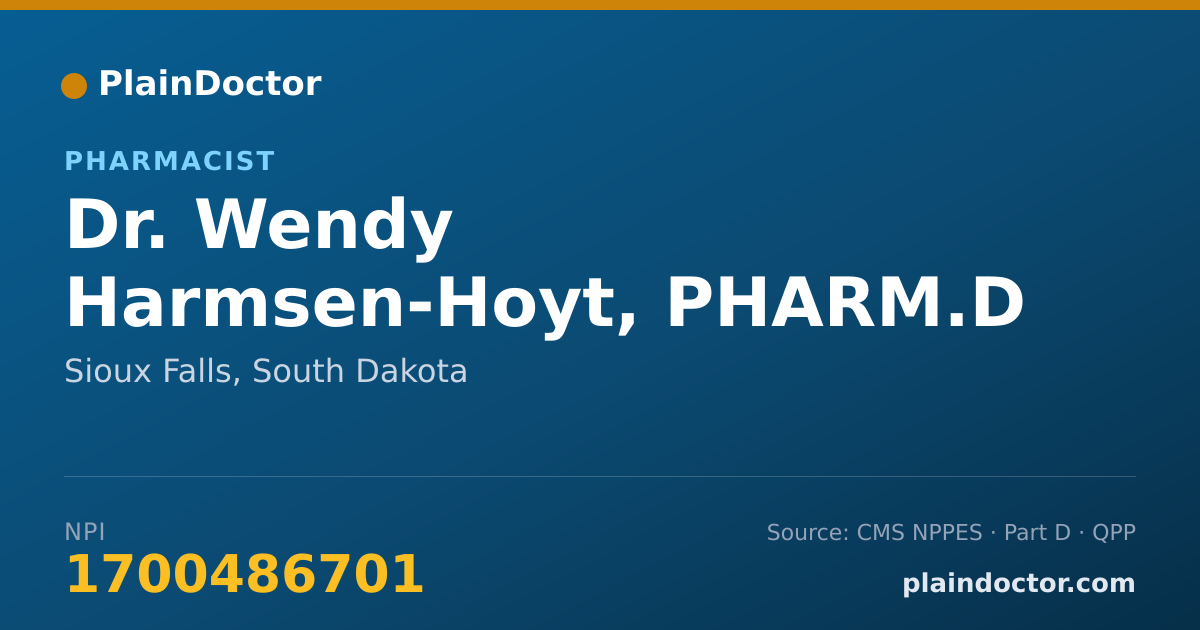 Shareable card for Wendy Harmsen-Hoyt, PHARM.D - Pharmacist, Sioux Falls, SD