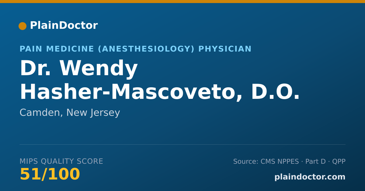Shareable card for Wendy Hasher-Mascoveto, D.O. - Pain Medicine (Anesthesiology) Physician, Camden, NJ