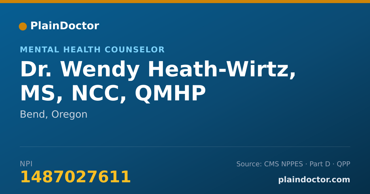 Shareable card for Wendy Heath-Wirtz, MS, NCC, QMHP - Mental Health Counselor, Bend, OR