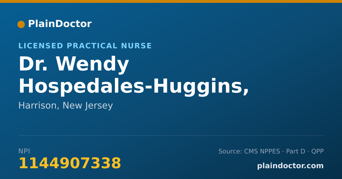Shareable card for Wendy Hospedales-Huggins, LPN - Licensed Practical Nurse, Harrison, NJ