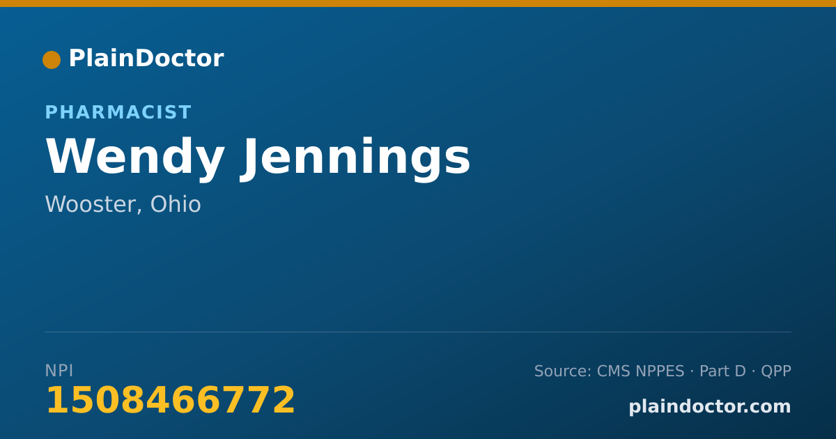 Shareable card for Wendy Jennings - Pharmacist, Wooster, OH
