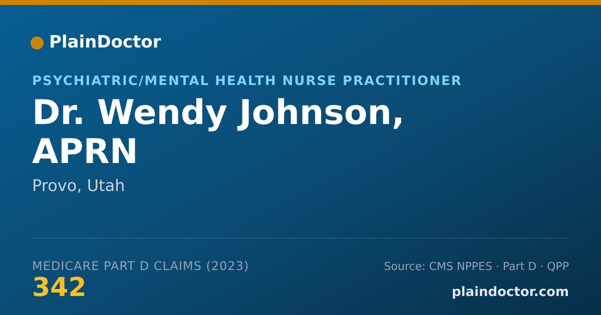 Shareable card for Wendy Johnson, APRN - Psychiatric/Mental Health Nurse Practitioner, Provo, UT