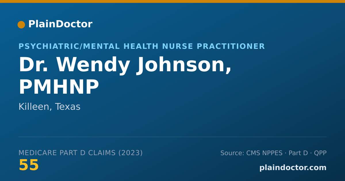 Shareable card for Wendy Johnson, PMHNP - Psychiatric/Mental Health Nurse Practitioner, Killeen, TX