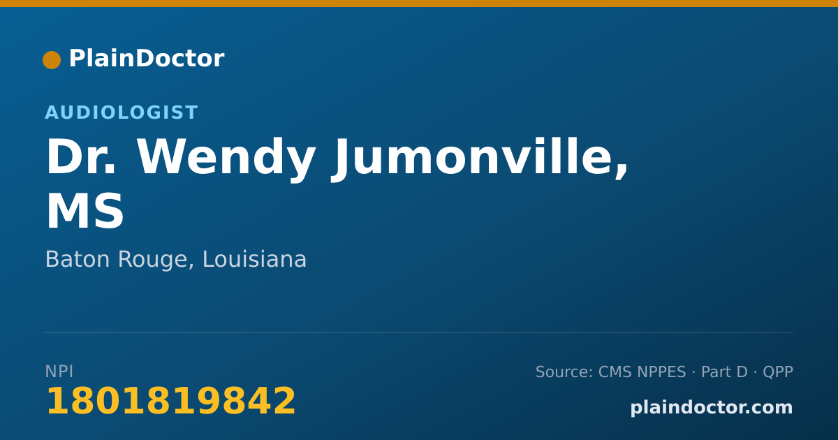 Shareable card for Wendy Jumonville, MS - Audiologist, Baton Rouge, LA