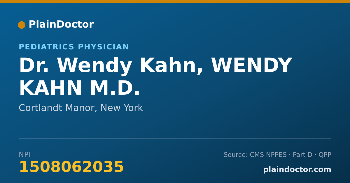 Shareable card for Wendy Kahn, WENDY KAHN M.D. - Pediatrics Physician, Cortlandt Manor, NY